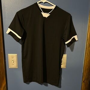 Liberty Black and White V-Neck Jersey Shirt Athletic Style